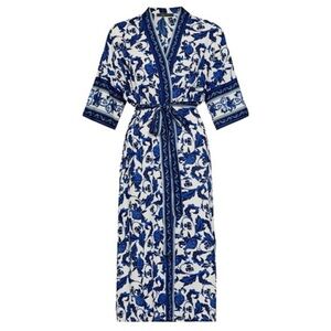 BCBGMaxAzria Blue and White Coverup Robe / Kimono
